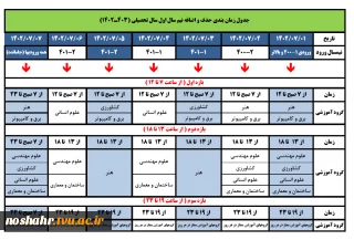 جدول حذف و اضافه سال تحصیلی  1403_1402 روابط عمومی آموزشکده فنی و حرفه ای پسران نوشهر
